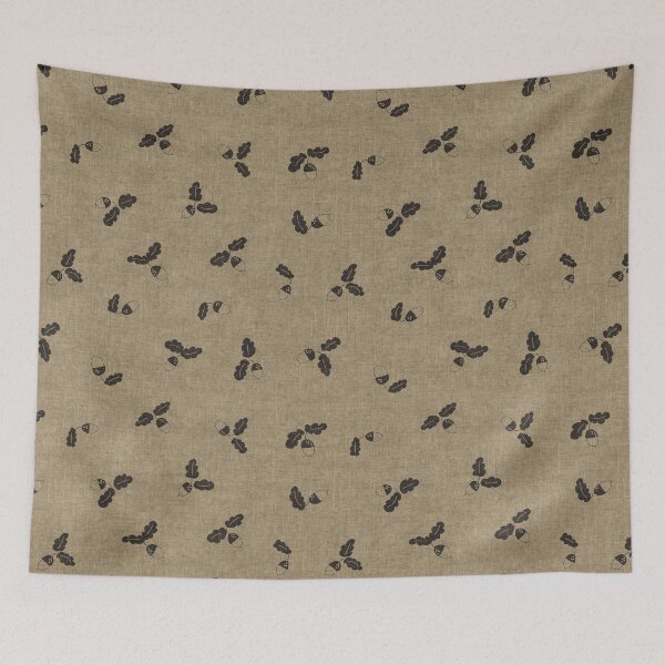 Item preview, minimal tossed acorn oak leaves scandinavian japandi autumn Wheat & Charcoal designed and sold by RenattaZare.