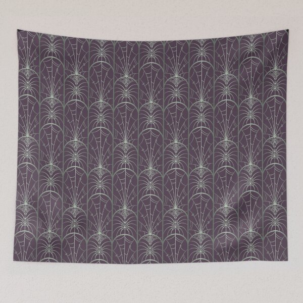 Item preview, Art Deco Spiders Pattern in Purple and Mint designed and sold by Doodle Finch Designs.