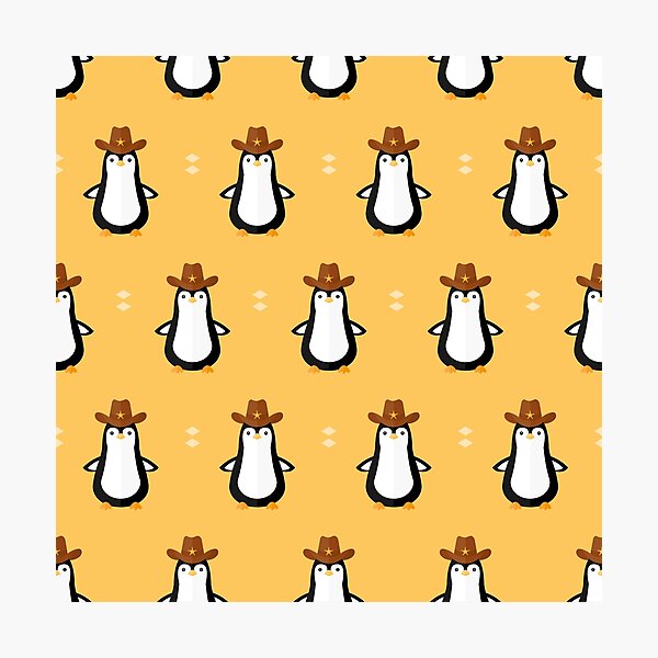 Item preview, Penguins with cowboy hat on yellow designed and sold by reneesillus.