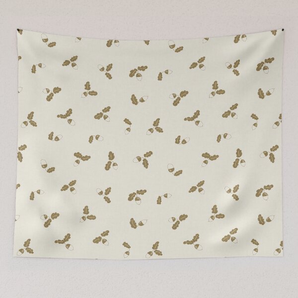 Item preview, Minimal Acorn Oak Leaf Woodland Toss Warm Ivory designed and sold by RenattaZare.