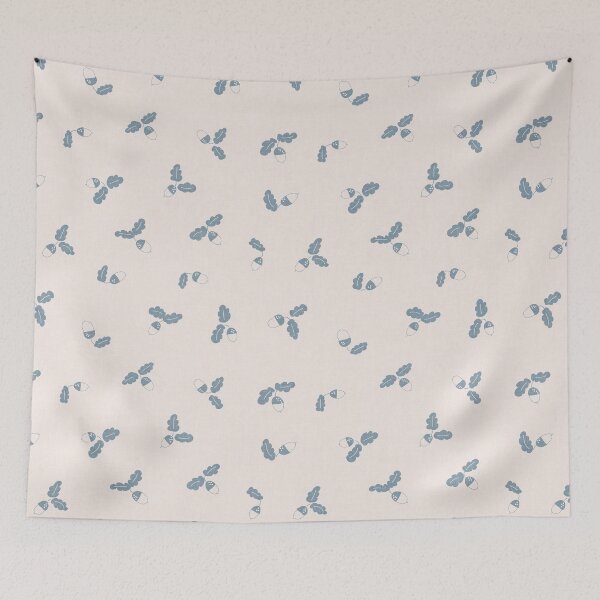 Item preview, Minimal Acorn Oak Leaf Woodland Toss Sea Blue designed and sold by RenattaZare.