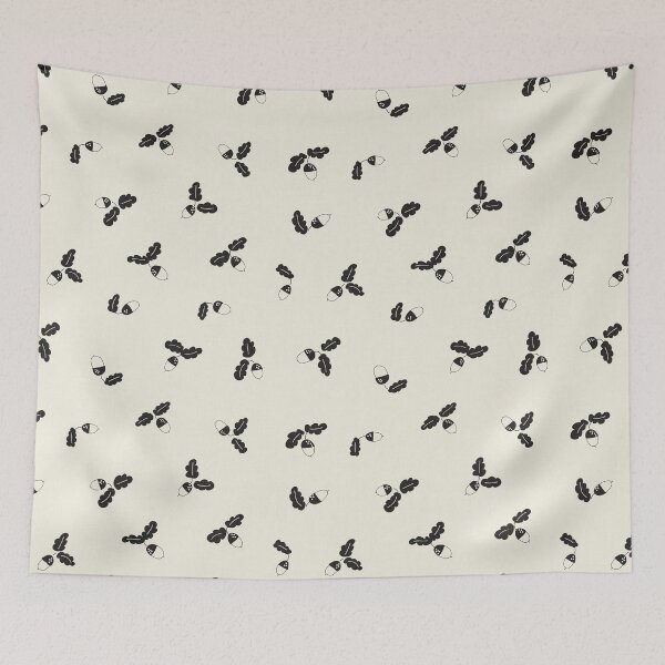 Item preview, Minimal Acorn Oak Leaf Woodland Toss Soft Ivory designed and sold by RenattaZare.