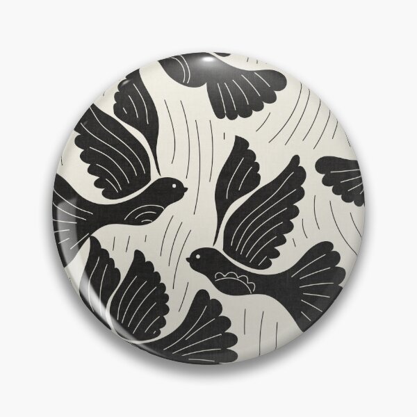 Item preview, Scandinavian Folk Birds Block Print Woodland Cottage Decor Cream Black  designed and sold by RenattaZare.