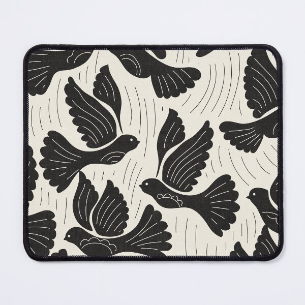 Item preview, Scandinavian Folk Birds Block Print Woodland Cottage Decor Cream Black designed and sold by RenattaZare.