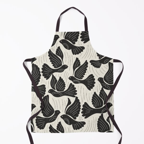 Item preview, Scandinavian Folk Birds Block Print Woodland Cottage Decor Cream Black designed and sold by RenattaZare.