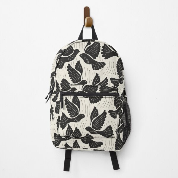 Item preview, Scandinavian Folk Birds Block Print Woodland Cottage Decor Cream Black designed and sold by RenattaZare.