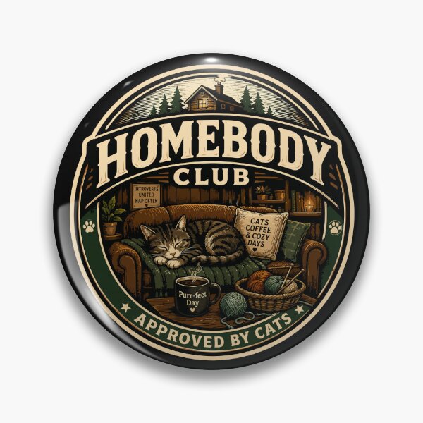 Item preview, Homebody Club Approved By Cats Funny Cat Lover Introvert Sticker Vintage Badge designed and sold by Nubrixa-Studio.