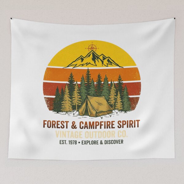 Item preview, Retro Forest Campfire Spirit - Vintage Outdoor Gear Co. Design designed and sold by Gabe1983.