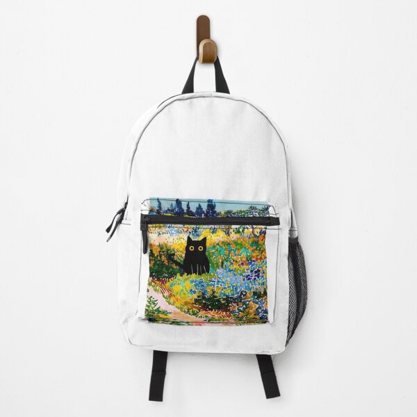 Item preview, Black cat in Vangogh gardens designed and sold by PurrfectHome.
