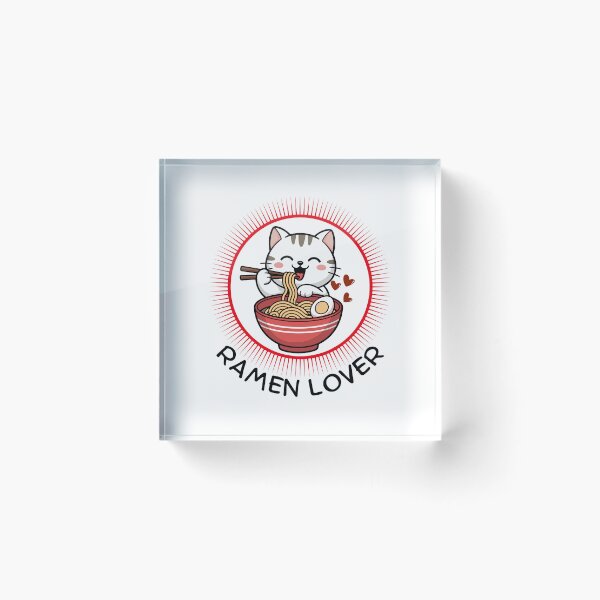 Item preview, Cute Kawaii Cat Eating Ramen - Ramen Lover Retro Badge Design designed and sold by Frafri92.
