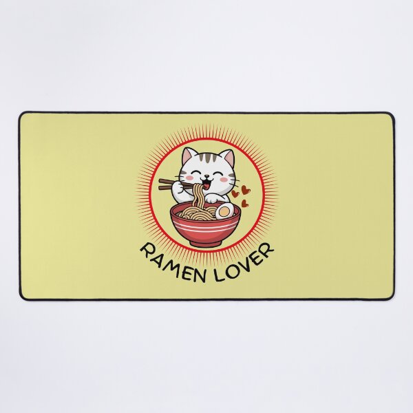 Item preview, Cute Kawaii Cat Eating Ramen - Ramen Lover Retro Badge Design designed and sold by Frafri92.
