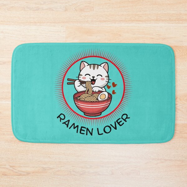 Item preview, Cute Kawaii Cat Eating Ramen - Ramen Lover Retro Badge Design designed and sold by Frafri92.