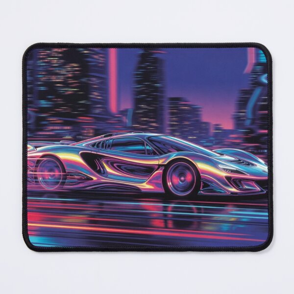 Item preview, Cyberpunk Chrome Supercar Night City Synthwave Art designed and sold by Nexus Space.