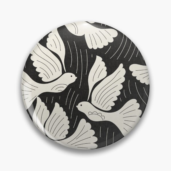 Item preview, Scandinavian Folk Birds Block Print Woodland Cottage Decor Dark Charcoal  designed and sold by RenattaZare.