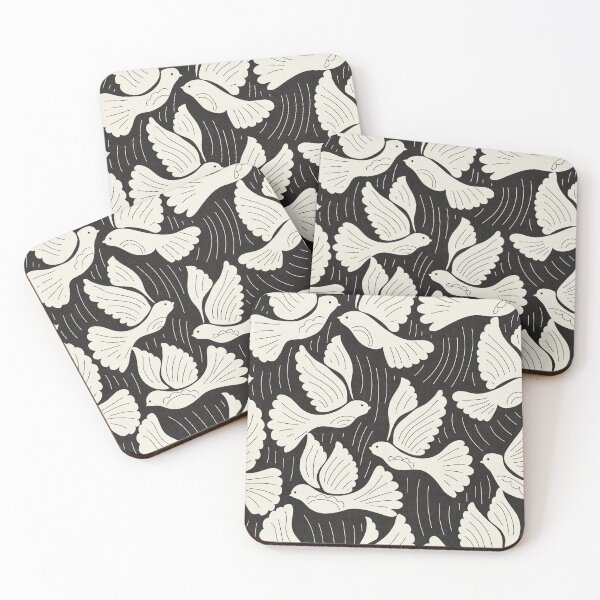 Item preview, Scandinavian Folk Birds Block Print Woodland Cottage Decor Dark Charcoal  designed and sold by RenattaZare.
