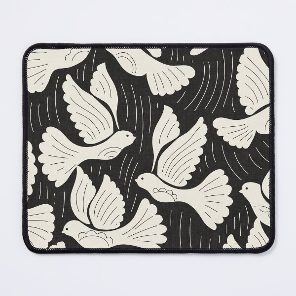Item preview, Scandinavian Folk Birds Block Print Woodland Cottage Decor Dark Charcoal designed and sold by RenattaZare.