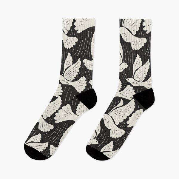 Item preview, Scandinavian Folk Birds Block Print Woodland Cottage Decor Dark Charcoal  designed and sold by RenattaZare.
