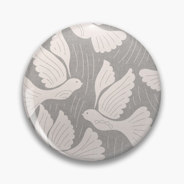 Item preview, Scandinavian Folk Birds Block Print Woodland Cottage Decor Bright Gray designed and sold by RenattaZare.