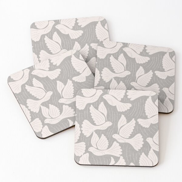 Item preview, Scandinavian Folk Birds Block Print Woodland Cottage Decor Bright Gray designed and sold by RenattaZare.