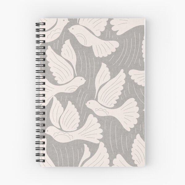 Item preview, Scandinavian Folk Birds Block Print Woodland Cottage Decor Bright Gray designed and sold by RenattaZare.