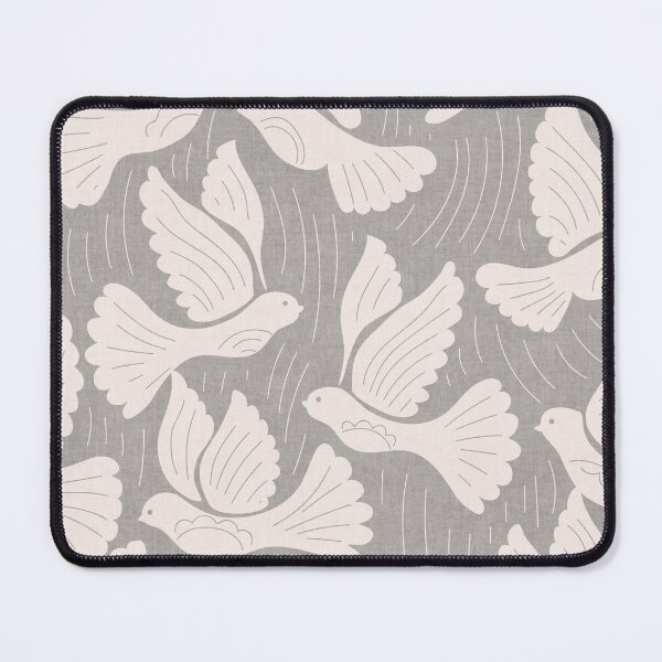 Item preview, Scandinavian Folk Birds Block Print Woodland Cottage Decor Bright Gray designed and sold by RenattaZare.