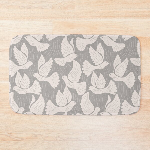 Item preview, Scandinavian Folk Birds Block Print Woodland Cottage Decor Bright Gray designed and sold by RenattaZare.
