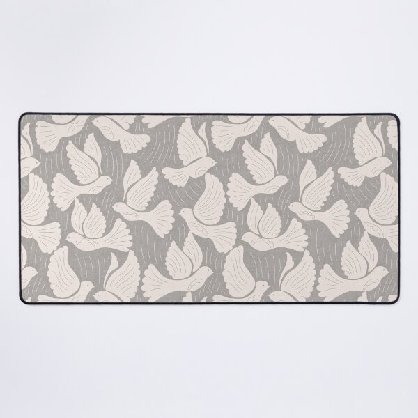 Item preview, Scandinavian Folk Birds Block Print Woodland Cottage Decor Bright Gray designed and sold by RenattaZare.