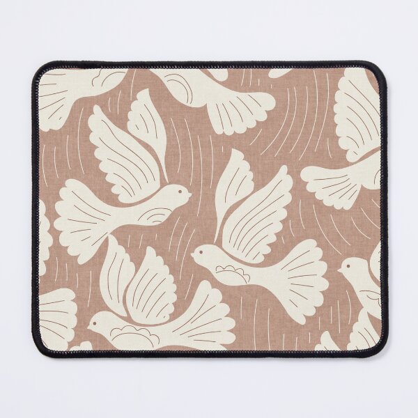 Item preview, Scandinavian Folk Birds Block Print Woodland Cottage Decor Mocha Brown designed and sold by RenattaZare.
