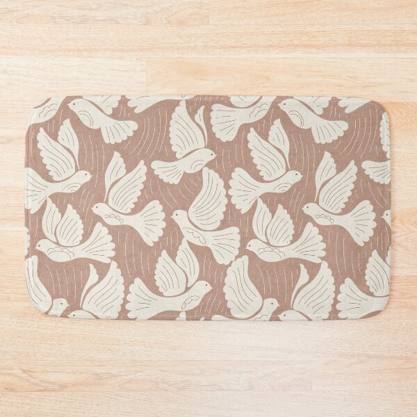 Item preview, Scandinavian Folk Birds Block Print Woodland Cottage Decor Mocha Brown designed and sold by RenattaZare.