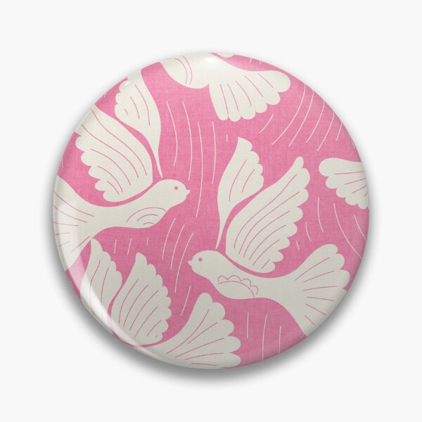 Item preview, Scandinavian Folk Birds Block Print Woodland Cottage Decor Blush Pink designed and sold by RenattaZare.