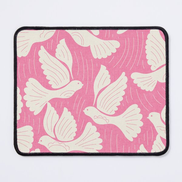 Item preview, Scandinavian Folk Birds Block Print Woodland Cottage Decor Blush Pink designed and sold by RenattaZare.