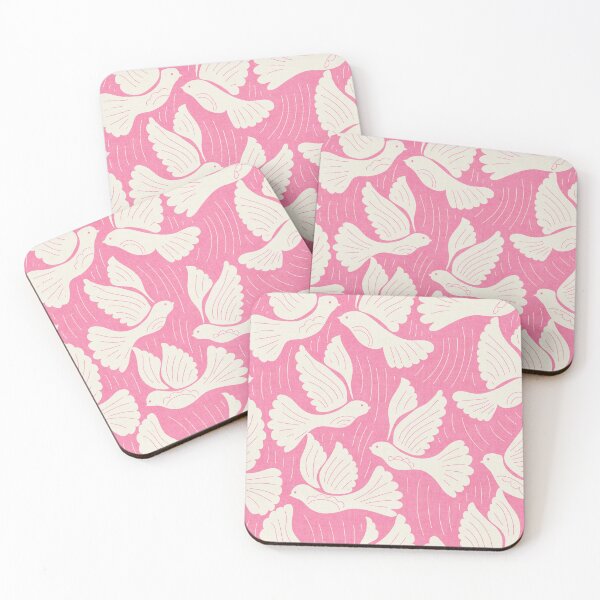 Item preview, Scandinavian Folk Birds Block Print Woodland Cottage Decor Blush Pink designed and sold by RenattaZare.