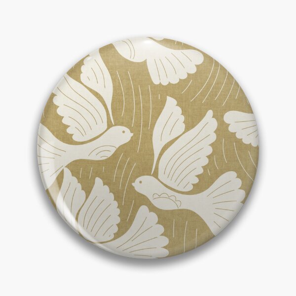 Item preview, Scandinavian Folk Birds Block Print Woodland Cottage Decor Tan Sand designed and sold by RenattaZare.