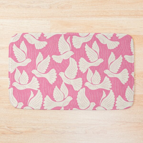 Item preview, Scandinavian Folk Birds Block Print Woodland Cottage Decor Blush Pink designed and sold by RenattaZare.