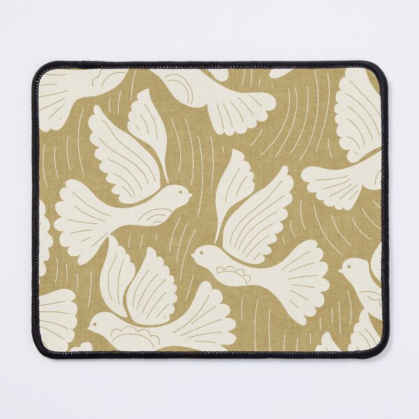 Item preview, Scandinavian Folk Birds Block Print Woodland Cottage Decor Tan Sand designed and sold by RenattaZare.
