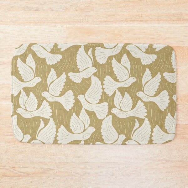Item preview, Scandinavian Folk Birds Block Print Woodland Cottage Decor Tan Sand designed and sold by RenattaZare.