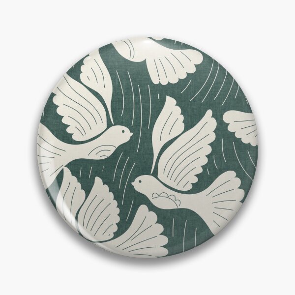 Item preview, Scandinavian Folk Birds Block Print Woodland Cottage Decor Teal designed and sold by RenattaZare.