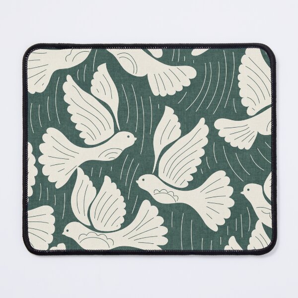 Item preview, Scandinavian Folk Birds Block Print Woodland Cottage Decor Teal designed and sold by RenattaZare.
