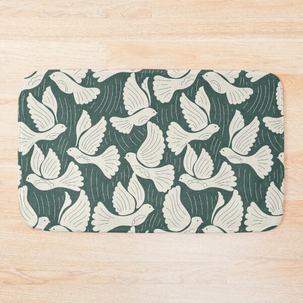 Item preview, Scandinavian Folk Birds Block Print Woodland Cottage Decor Teal designed and sold by RenattaZare.