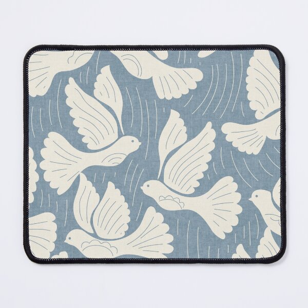 Item preview, Scandinavian Folk Birds Block Print Woodland Cottage Decor Sea Blue designed and sold by RenattaZare.
