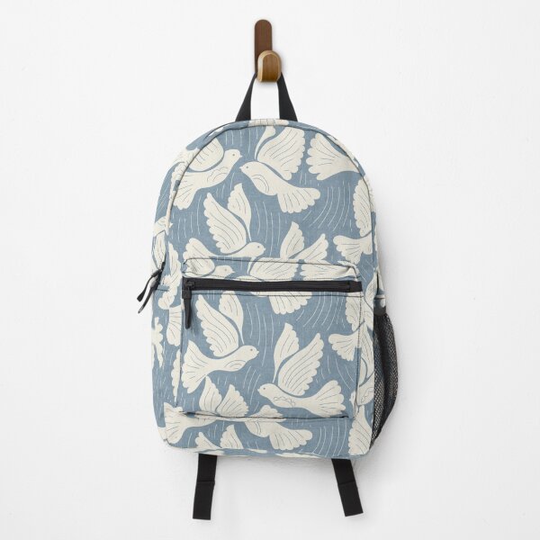 Item preview, Scandinavian Folk Birds Block Print Woodland Cottage Decor Sea Blue designed and sold by RenattaZare.