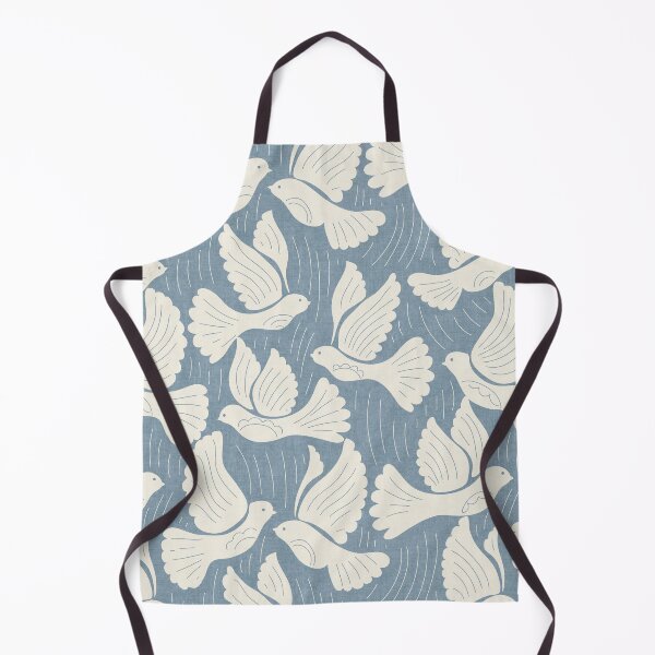 Item preview, Scandinavian Folk Birds Block Print Woodland Cottage Decor Sea Blue designed and sold by RenattaZare.