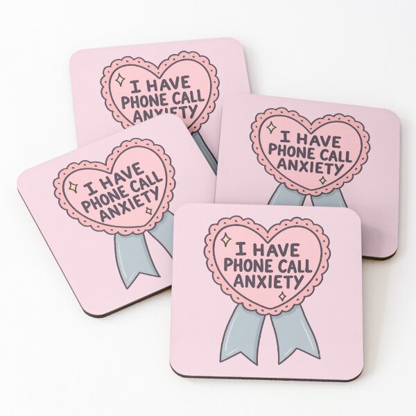 Item preview, Phone Call Anxiety Funny Pink Heart Introvert Relatable Humor Design designed and sold by ronakris009.