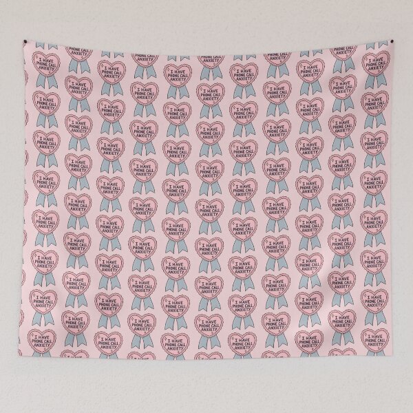 Item preview, Phone Call Anxiety Funny Pink Heart Introvert Relatable Humor Design designed and sold by ronakris009.
