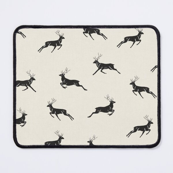 Item preview, Ivory Black Woodland Deer Scandinavian Folk Rustic Cabin designed and sold by RenattaZare.