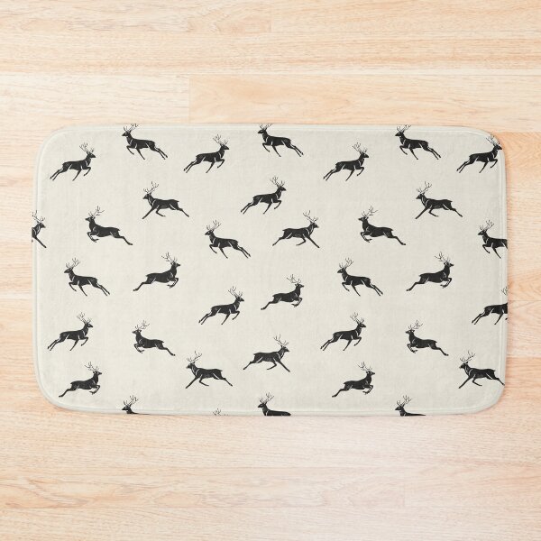 Item preview, Ivory Black Woodland Deer Scandinavian Folk Rustic Cabin designed and sold by RenattaZare.