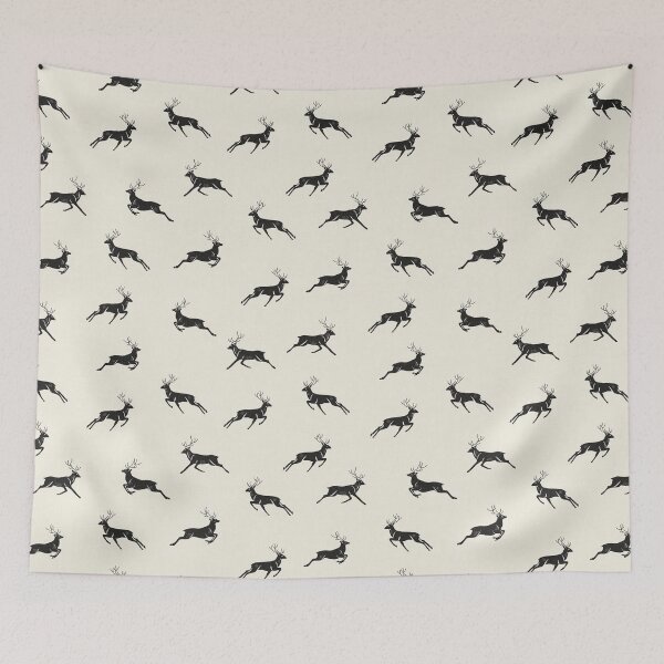 Item preview, Ivory Black Woodland Deer Scandinavian Folk Rustic Cabin designed and sold by RenattaZare.