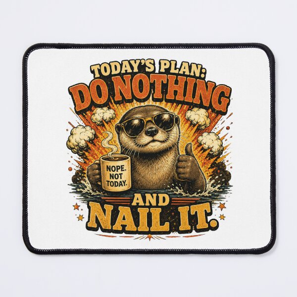 Item preview, Today's Plan: Do Nothing And Nail It Funny Otter Vintage Retro T-Shirt designed and sold by Cavalier-org.