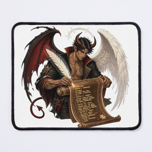 Item preview, The Game Saga Scribe – Devil Angel Chronicler designed and sold by Artisan Finds Online.