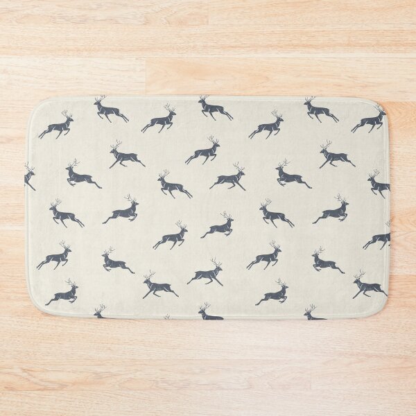 Item preview, Navy Blue Woodland Deer Scandinavian Folk Rustic Cabin designed and sold by RenattaZare.
